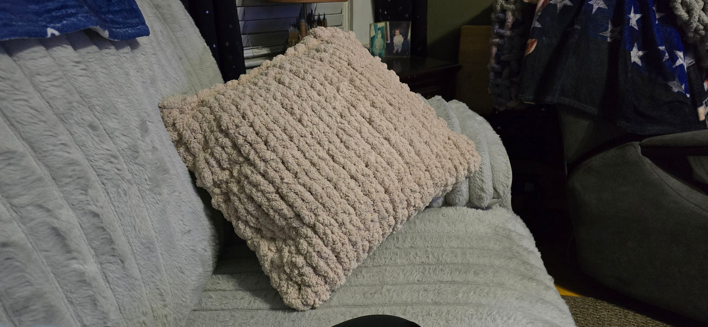 Handmade Cozy Pillow – Soft Chenille Knit 16x16