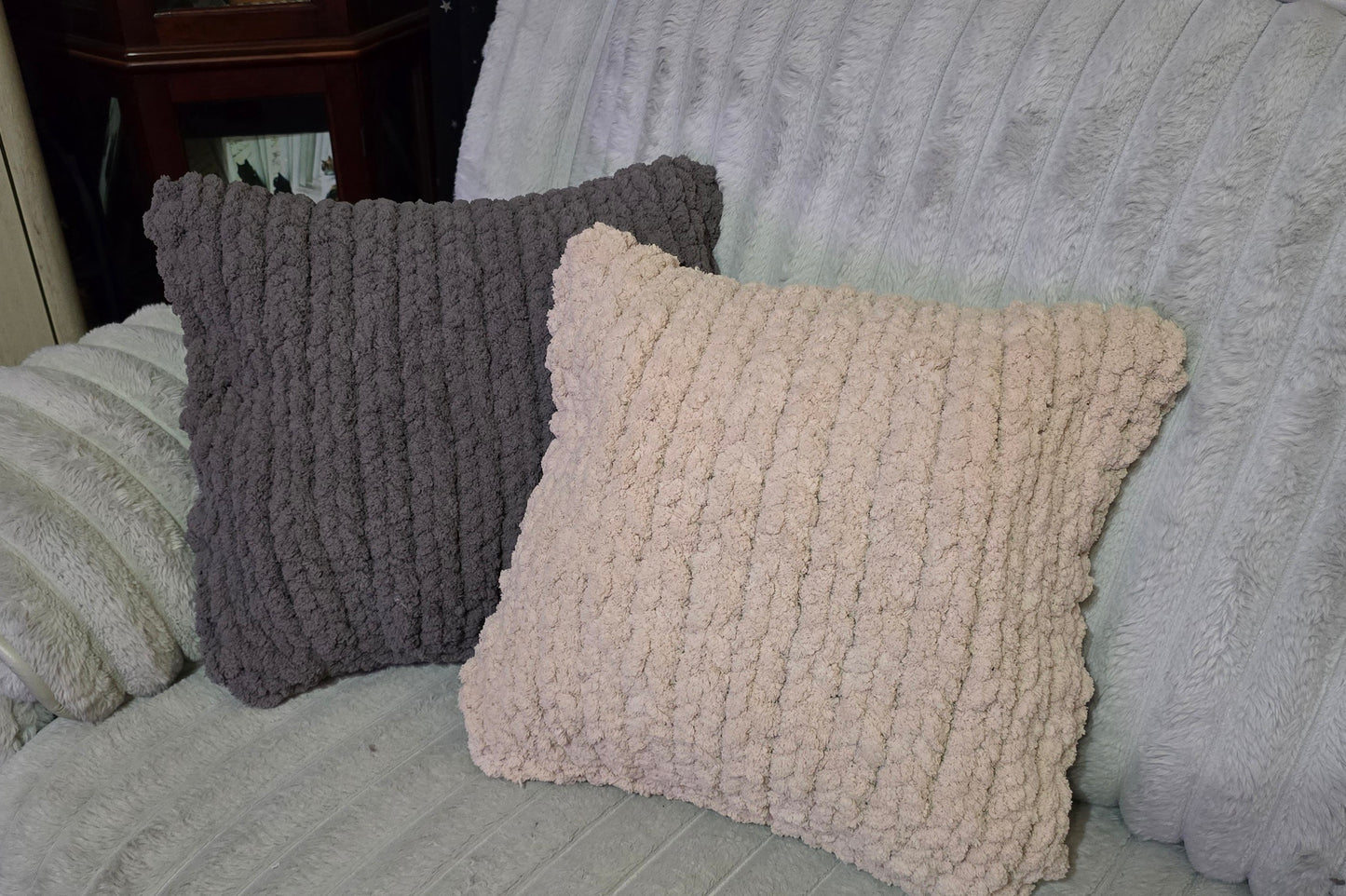 Handmade Cozy Pillow – Soft Chenille Knit 16x16